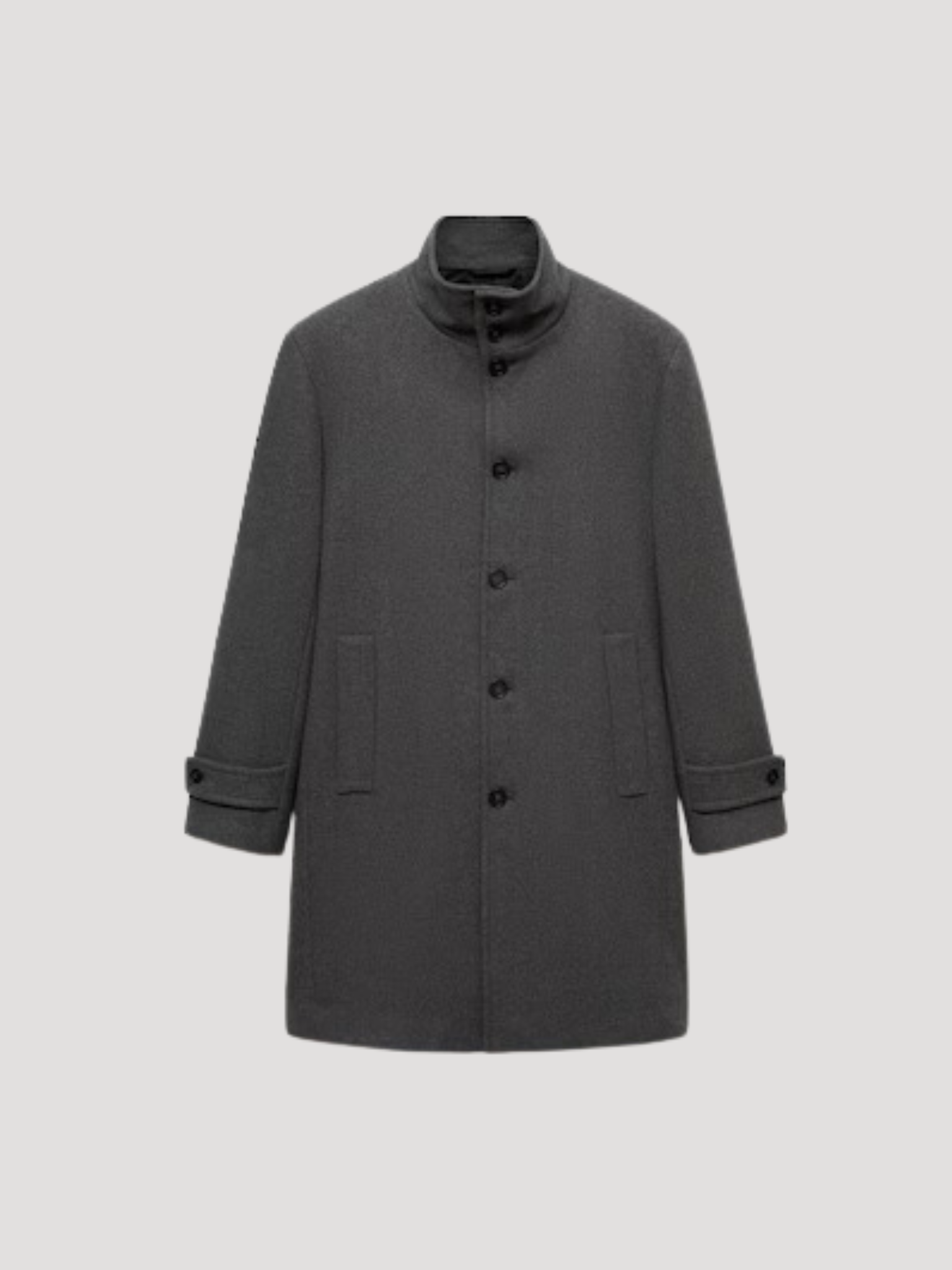 Wool coat with high collar