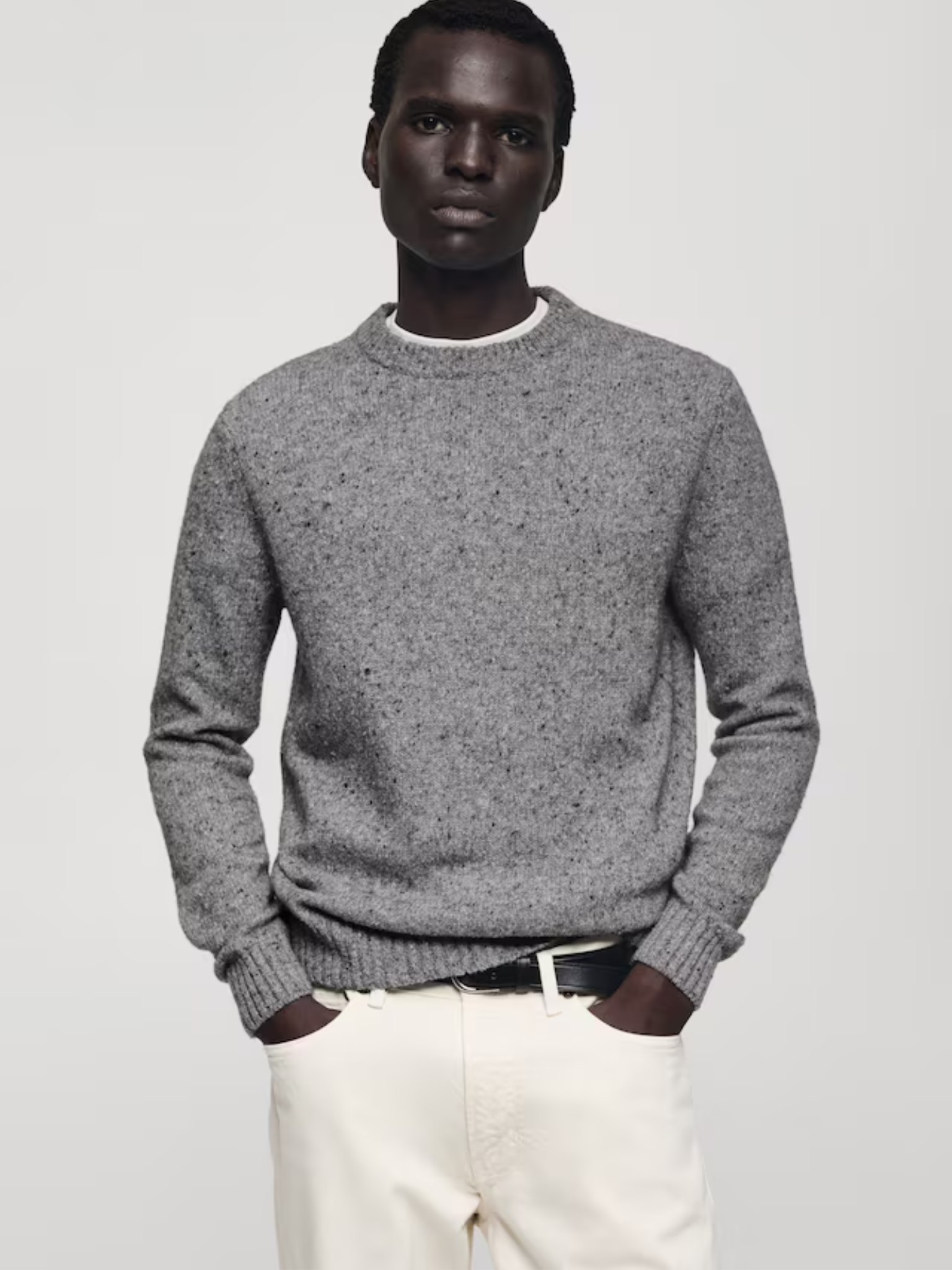 Knitted speckled wool sweater