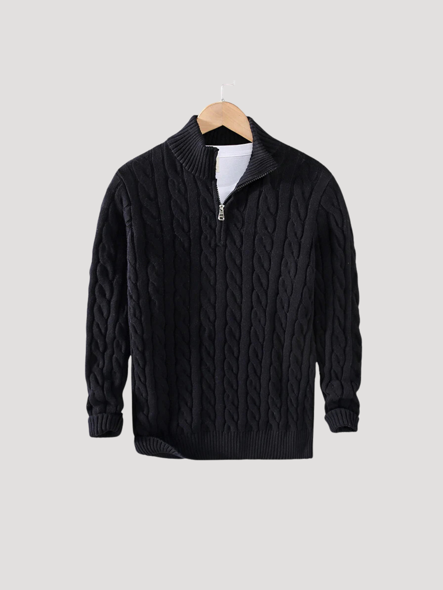 TAEBAEK Zipped Cable Sweater